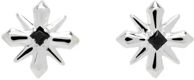 Stolen Girlfriends Club Silver Star Crossed Stud Earrings In Silv925-black Spinel