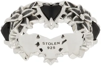 Stolen Girlfriends Club Silver Talon Bloom Eternity Ring In Sterling Silver Onyx