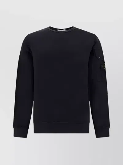 Stone Island Arm Pocket Crew Neck Sweatshirt In Black