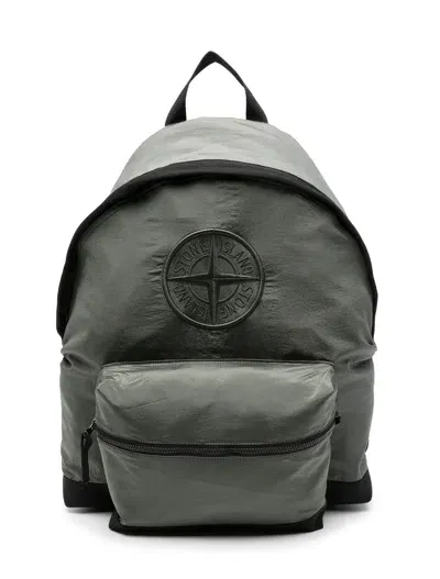 Stone Island Compass-motif Backpack In Green