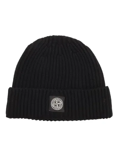 Stone Island Kids' Beanie In Black