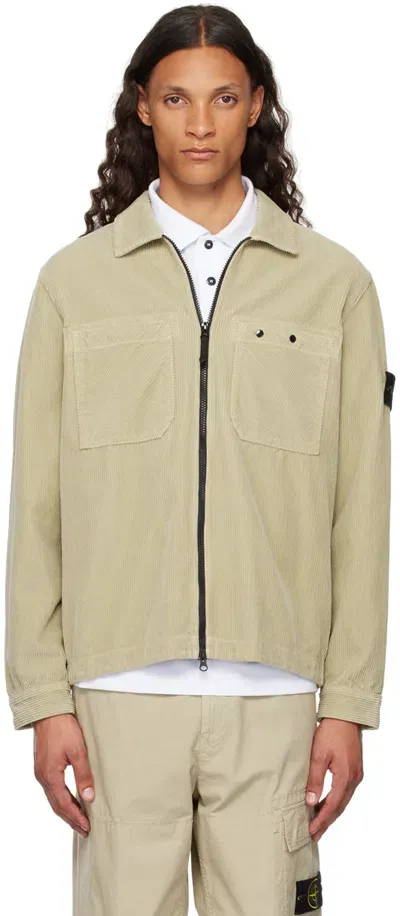 Stone Island Beige Organic Cotton Jacket In V0097 Plaster