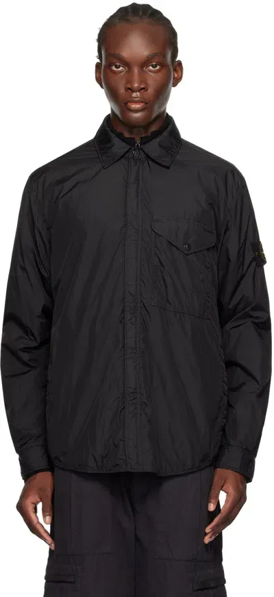 Stone Island Black Garment-dyed Insulated Jacket In V0029 Black