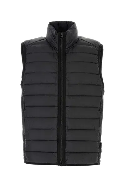 Stone Island Black Nylon Sleeveless Down Jacket