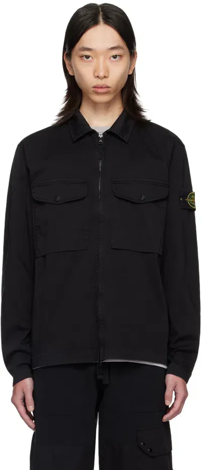 Stone Island Compass-badge Gabardine Jacket In Black