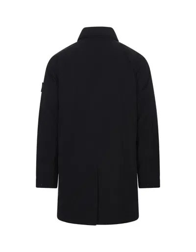 Stone Island Car Coat In Navy Blue Micro Twill