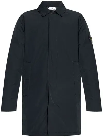 Stone Island Coat Polyester Micro Twill With Primaloft® Insulation Technology In Blue