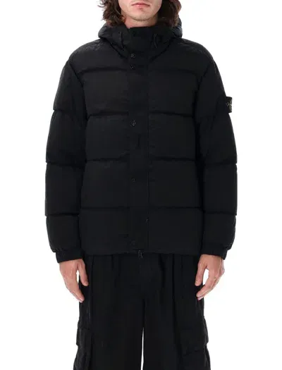 Stone Island Men's Luxe Down Jacket With Drawstring Hood In Black