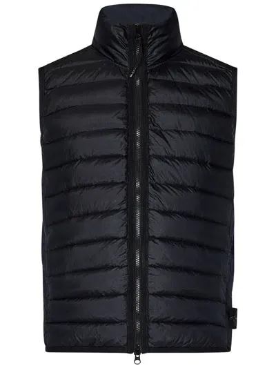 Stone Island High Neck Quilted Gilet In Blue