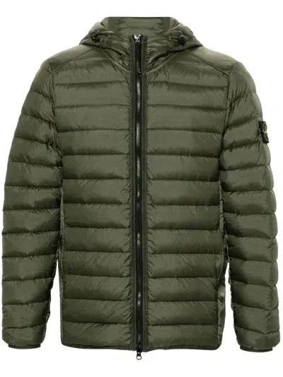 Stone Island Nylon Down Jacket In Green