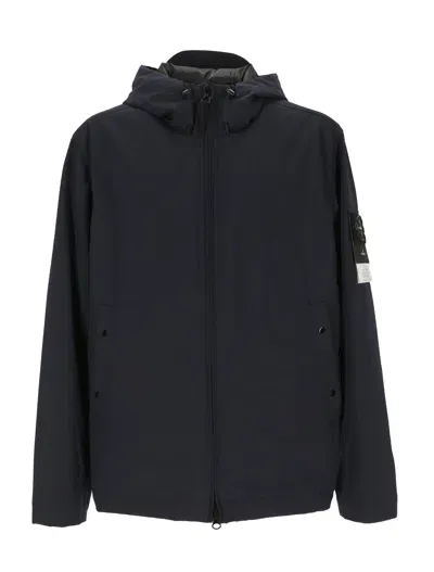 Stone Island Coats Blue In Black