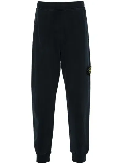 Stone Island Comfortable Cotton Trousers With Signature Logo Patch And Relaxed Fit In Black