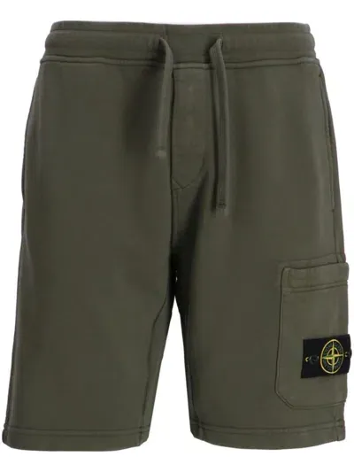 Stone Island Compass-appliqué Track Shorts In Green