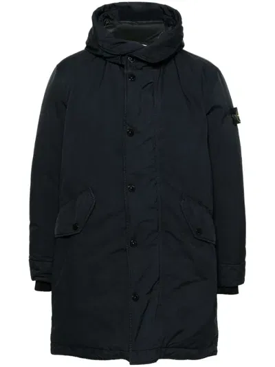 Stone Island Compass-badge Coat In Blue