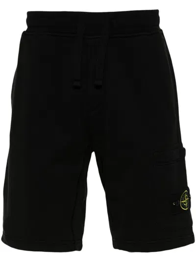 Stone Island Compass-badge Cotton Shorts In Black