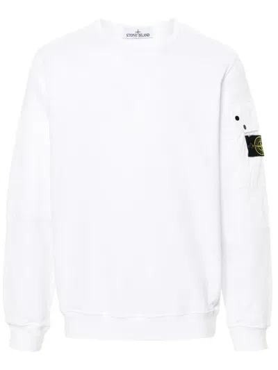 Stone Island White Cotton Long Sleeve T-shirt