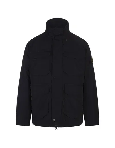 Stone Island Compass-badge Funnel Neck Puffer Jacket In Blue