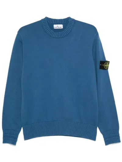 Stone Island Logo-appliquéd Cotton-jersey Sweatshirt In Blue