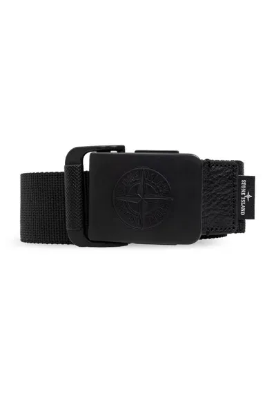 Stone Island Compass Embossed Belt In Black