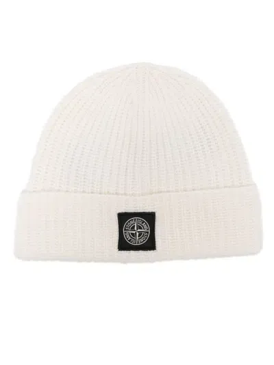 Stone Island Beanie With Logo In Neutrals