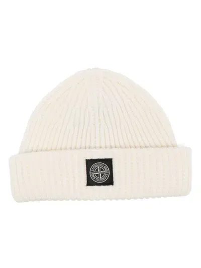 Stone Island Compass-patch Beanie In Nude & Neutrals