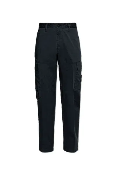 Stone Island Compass Patch Cargo Pants In Blue