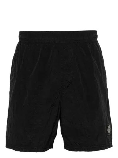 Stone Island Compass-patch Swim Shorts In Black