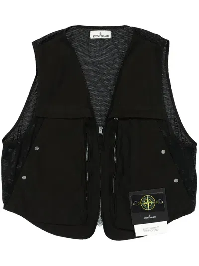 Stone Island Compass Waistcoat In Black