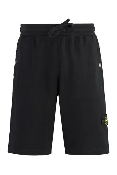 Stone Island Cotton Bermuda Shorts In Black