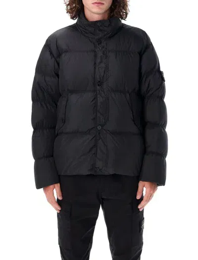 Stone Island Crinkle Puffer Jacket In V0029 Black