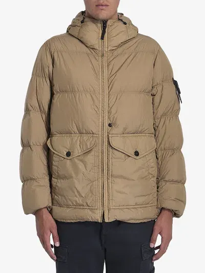 Stone Island Crinkle Reps Rny Down Jacket In Beige