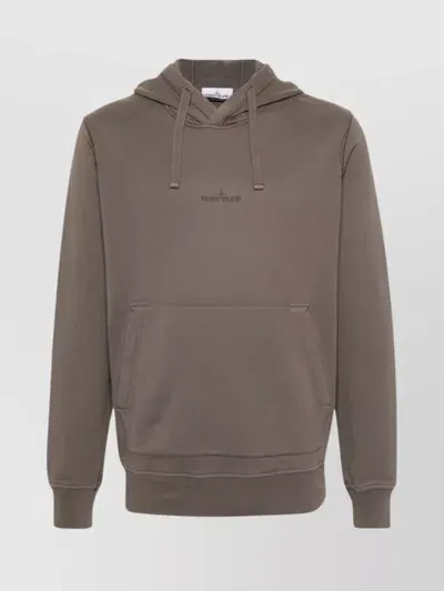 Stone Island Logo-print Cotton Hoodie In Brown