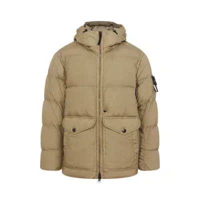 Stone Island Feather-filled Jacket In Biscuit