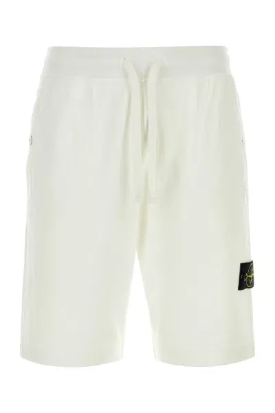 Stone Island Compass-badge Cotton Track Shorts In Green