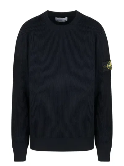 Stone Island - 537d5 Double Weave Pure Wool, Homme, Bleu Marine, Taille: M In Blue