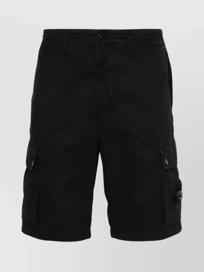 Stone Island Logo Patch Cargo Shorts In Black