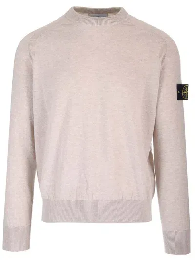 Stone Island Geelong Wool Crewneck Sweater In Grey