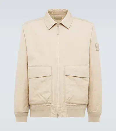 Stone Island Ghost 420f1 Compass Cotton Canvas Jacket In Beige