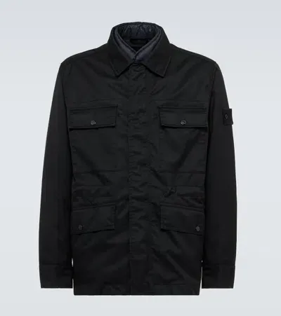 Stone Island Ghost Compass Virgin Wool Down Jacket In Black