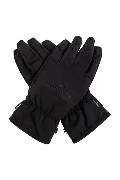 Stone Island Gloves With Logo In Black