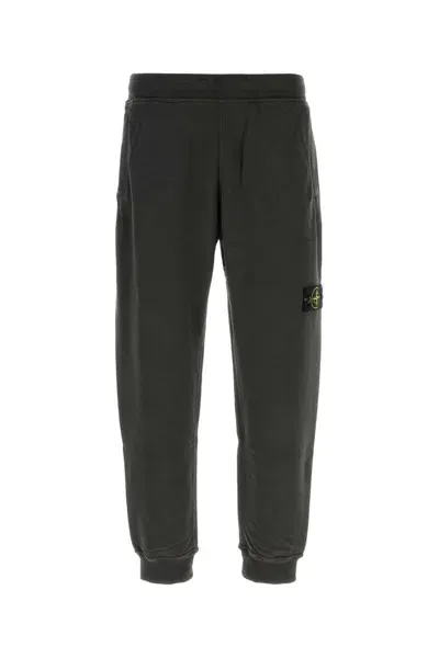 Stone Island Graphite Cotton Joggers In Piombo