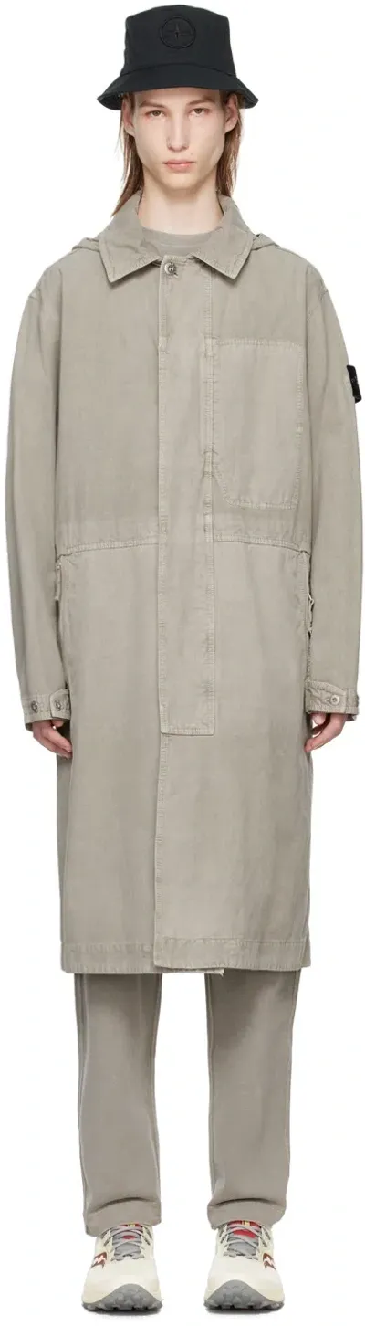 Stone Island Gray Patch Coat In V0064 Dust