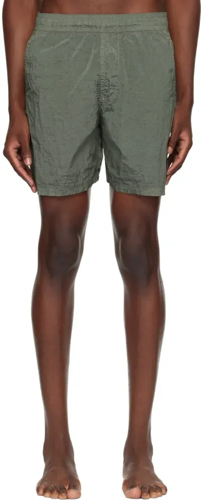 Stone Island Compass-motif Swim Shorts In Green