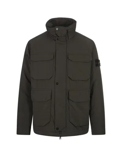 Stone Island Green Field Jacket In Micro Twill