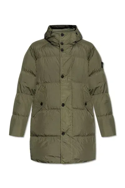 Stone Island Hooded Puffer Jacket In Green