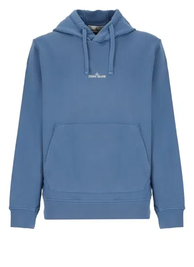 Stone Island Hoodie With Logo In Blue