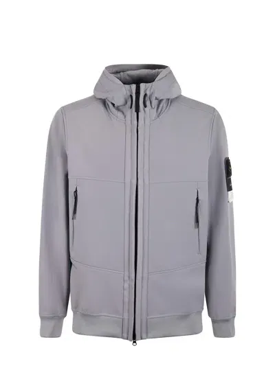 Stone Island Jacket In Neoprene In Grigio