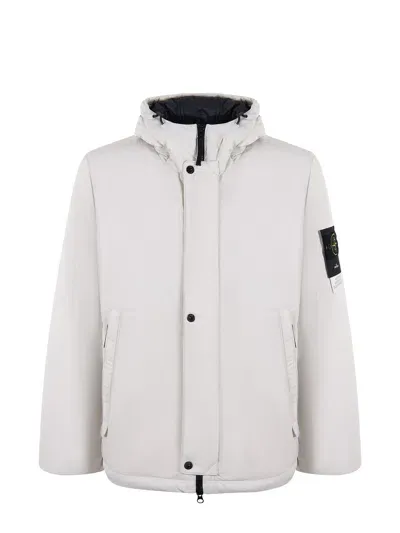 Stone Island Jacket In Nylon Micro Twill In White