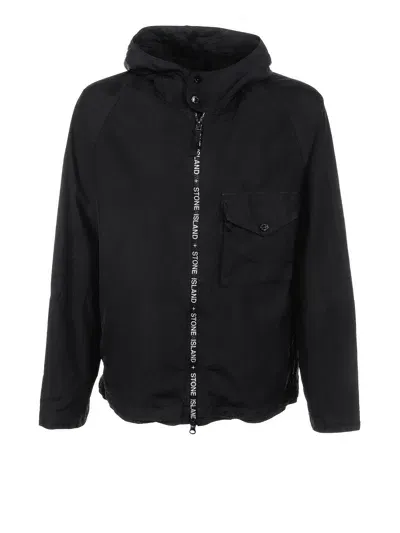 Stone Island Jacket With Contrast Logo In Black