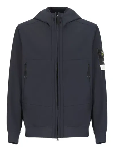 Stone Island Jacket With Logo In Blu